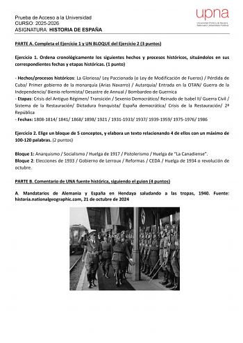 Historia de España – EvAU Navarra (2026)