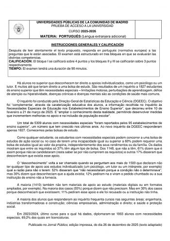 Portugués – EvAU Comunidad de Madrid (2026)