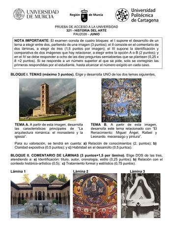 Historia del Arte – EBAU Región de Murcia (2026)