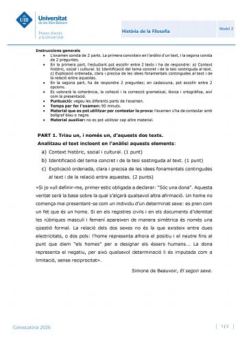 Historia de la Filosofía – PBAU Islas Baleares (2026)