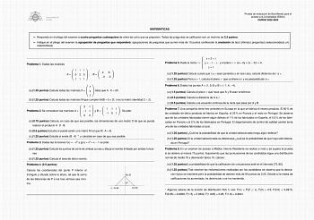 Examen de Matemáticas II (EBAU de 2023)