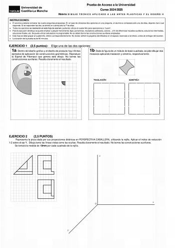 Examen de Dibujo Técnico Aplicado a las Artes Plásticas y al Diseño II (EvAU de 2025)