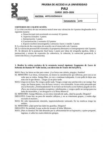 Artes Escénicas – EBAU Islas Canarias (2026)