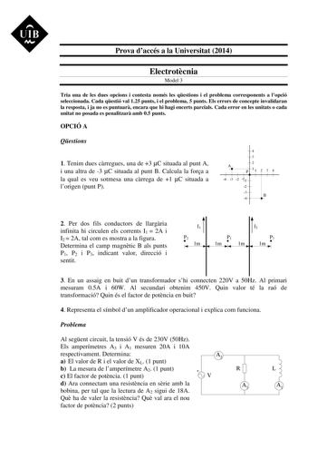 Examen de Electrotecnia (PAU de 2014)