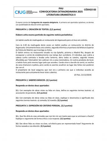 Examen de Literatura Dramática (ABAU de 2025)