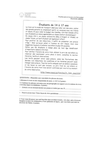 Examen de Francés (selectividad de 2006)