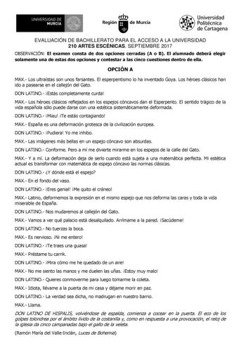 Examen de Artes Escénicas (EBAU de 2017)