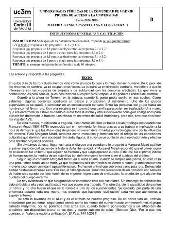Examen de Lengua Castellana y Literatura (EvAU de 2025)