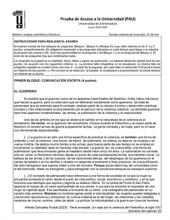 Examen de Lengua Castellana y Literatura (EBAU de 2025)