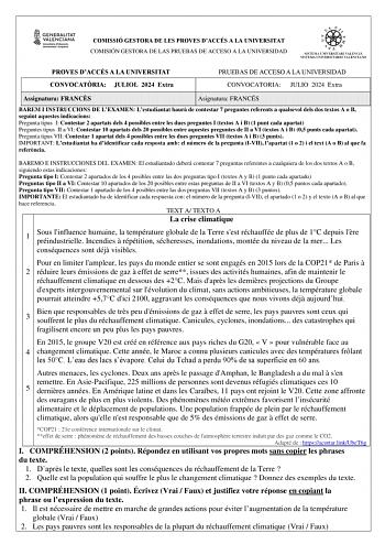 Examen de Francés (PAU de 2024)
