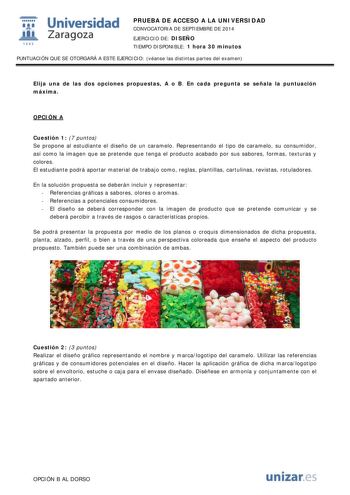 Examen de Diseño (PAU de 2014)