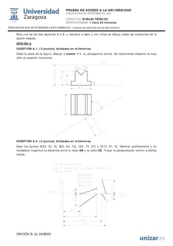 Examen de Dibujo Técnico II (PAU de 2012)