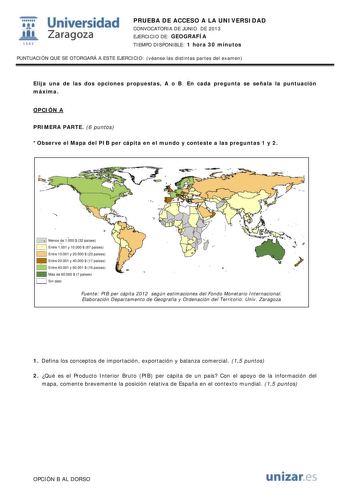 Examen de Geografía (PAU de 2013)