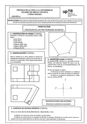 Examen de Dibujo Técnico II (PAU de 2011)