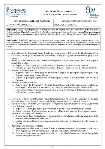 Geografía – PAU Comunidad Valenciana (2026)