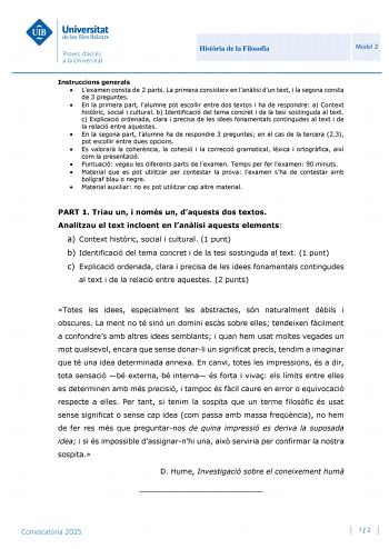 Examen de Historia de la Filosofía (PBAU de 2025)