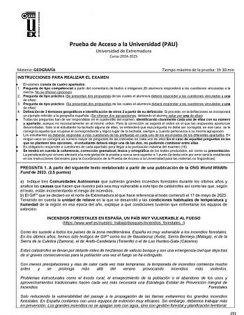 Examen de Geografía (EBAU de 2025)