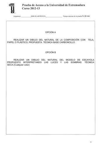 Examen de Dibujo Artístico II (PAU de 2013)