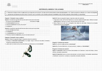 Examen de Historia de la Música y de la Danza (EBAU de 2025)