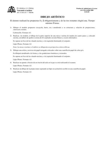 Examen de Dibujo Artístico II (selectividad de 2000)