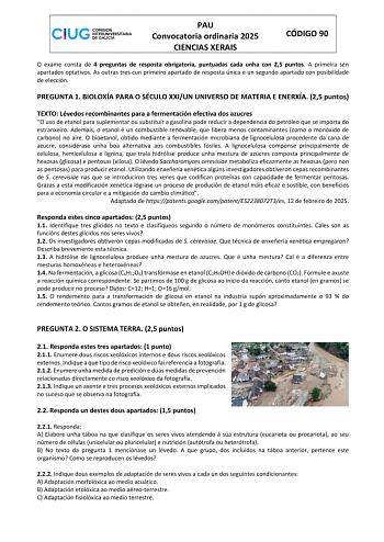 Examen de Ciencias Generales (ABAU de 2025)