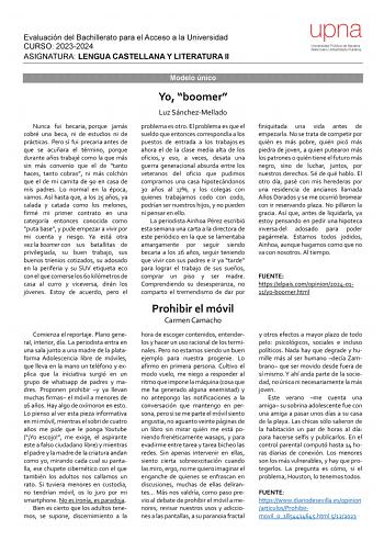 Examen de Lengua Castellana y Literatura (EvAU de 2024)