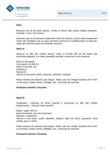 Examen de Dibujo Artístico II (PBAU de 2024)