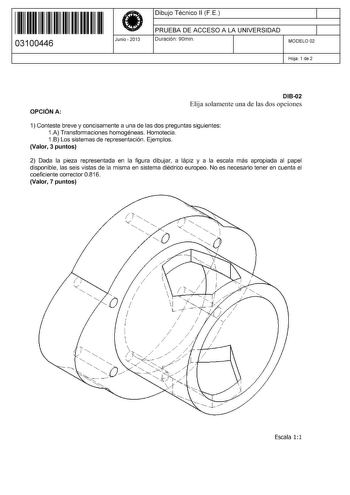 Examen de Dibujo Técnico II (PAU de 2013)