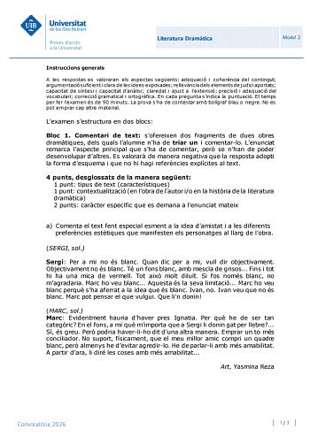 Literatura Dramática – PBAU Islas Baleares (2026)