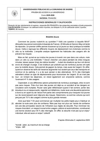 Francés – EvAU Comunidad de Madrid (2026)