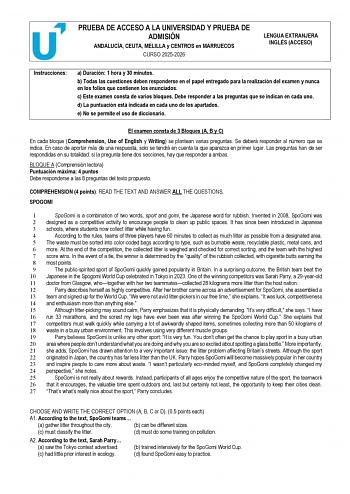 Inglés – PEvAU Andalucía (2026)