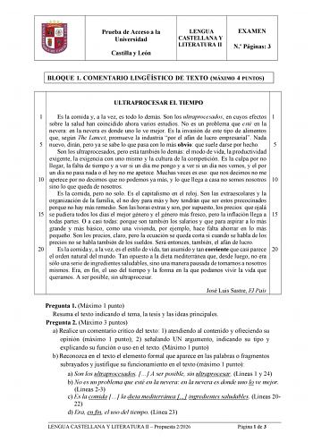 Lengua Castellana y Literatura – EBAU Castilla y León (2026)