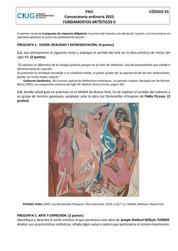 Examen de Fundamentos Artísticos (ABAU de 2025)