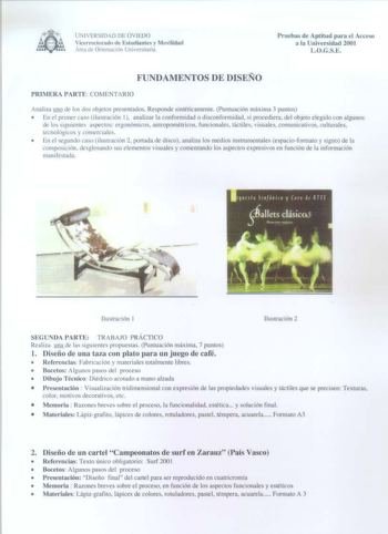 Examen de Diseño (selectividad de 2001)