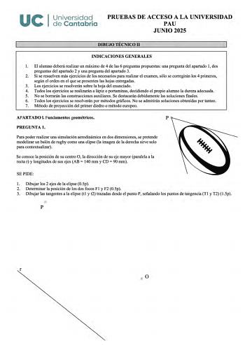 Examen de Dibujo Técnico II (EBAU de 2025)