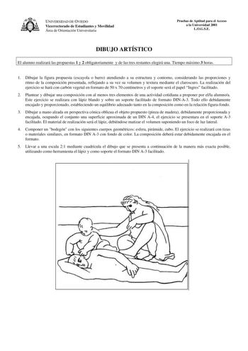 Examen de Dibujo Artístico II (selectividad de 2001)