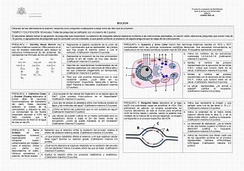 Prueba de evaluación de Bachillerato para el acceso a la Universidad EBAU CURSO 202122 BIOLOGÍA Después de leer atentamente el examen responda cinco preguntas cualesquiera a elegir entre las diez que se proponen TIEMPO Y CALIFICACIÓN 90 minutos Todas las preguntas se calificarán con un máximo de 2 puntos El estudiante deberá indicar la agrupación de preguntas que responderá La selección de preguntas deberá realizarse conforme a las instrucciones planteadas no siendo válido seleccionar preguntas…