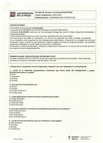 Fundamentos Artísticos – EBAU La Rioja (2026)