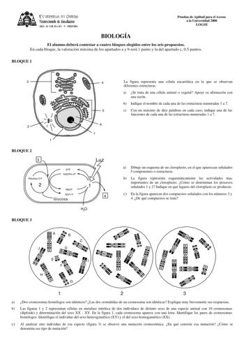 Examen de Biología (selectividad de 2000)