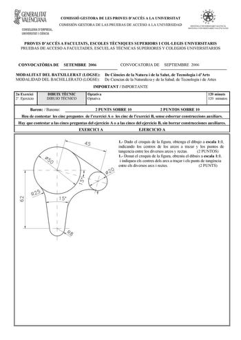 Examen de Dibujo Técnico II (selectividad de 2006)