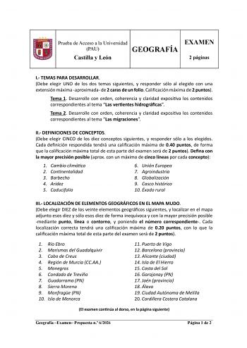 Geografía – EBAU Castilla y León (2026)