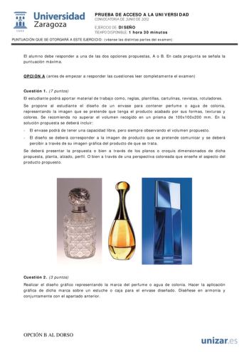 Examen de Diseño (PAU de 2012)