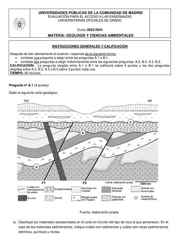 Examen de Geología y Ciencias Ambientales (EvAU de 2024)