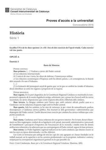 Examen de Historia de España (PAU de 2016)