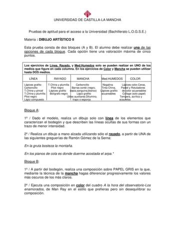 Examen de Dibujo Artístico II (selectividad de 2007)
